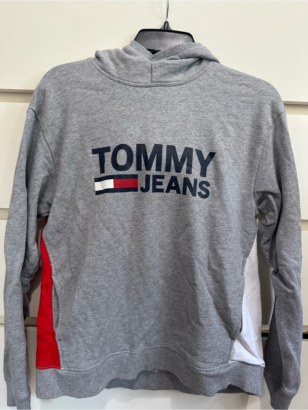 Tommy Jeans Heathered Gray Colorblock Pullover Hoodie